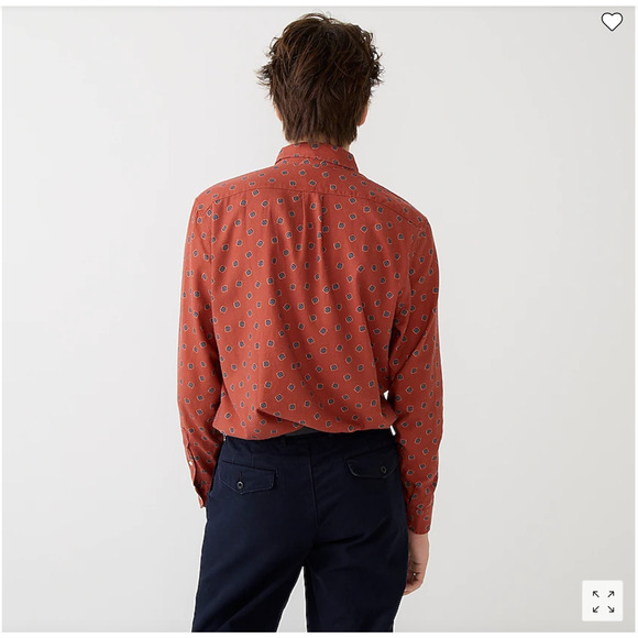 NWT J. Crew Men's Square Flower Blue/Green Cotton-Wool Challis 2 Pocket Shirt - Picture 4 of 10